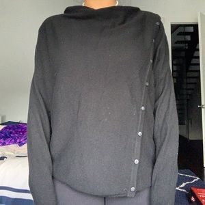 black cashmere sweatshirt with buttons